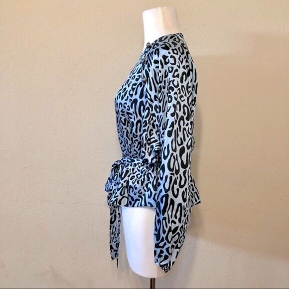 Rebecca Minkoff Angelina Leopard Print Tie Waist Blouse Size Small - Picture 6 of 15